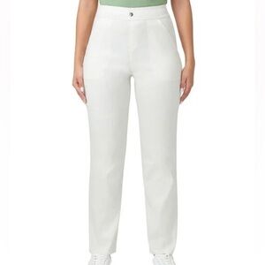 HUE Off White Pull-On Straight Leg Pants Stretch Casual